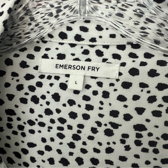 Emerson Fry SHIRTDRESS BLACK WHITE CHEETAH Print Button Front Women's Large - Picture 8 of 8